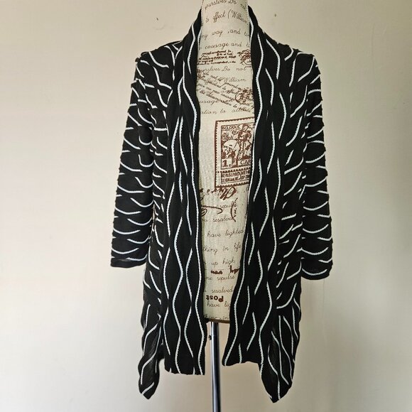 Black/White Open Cardigan - Picture 1 of 9